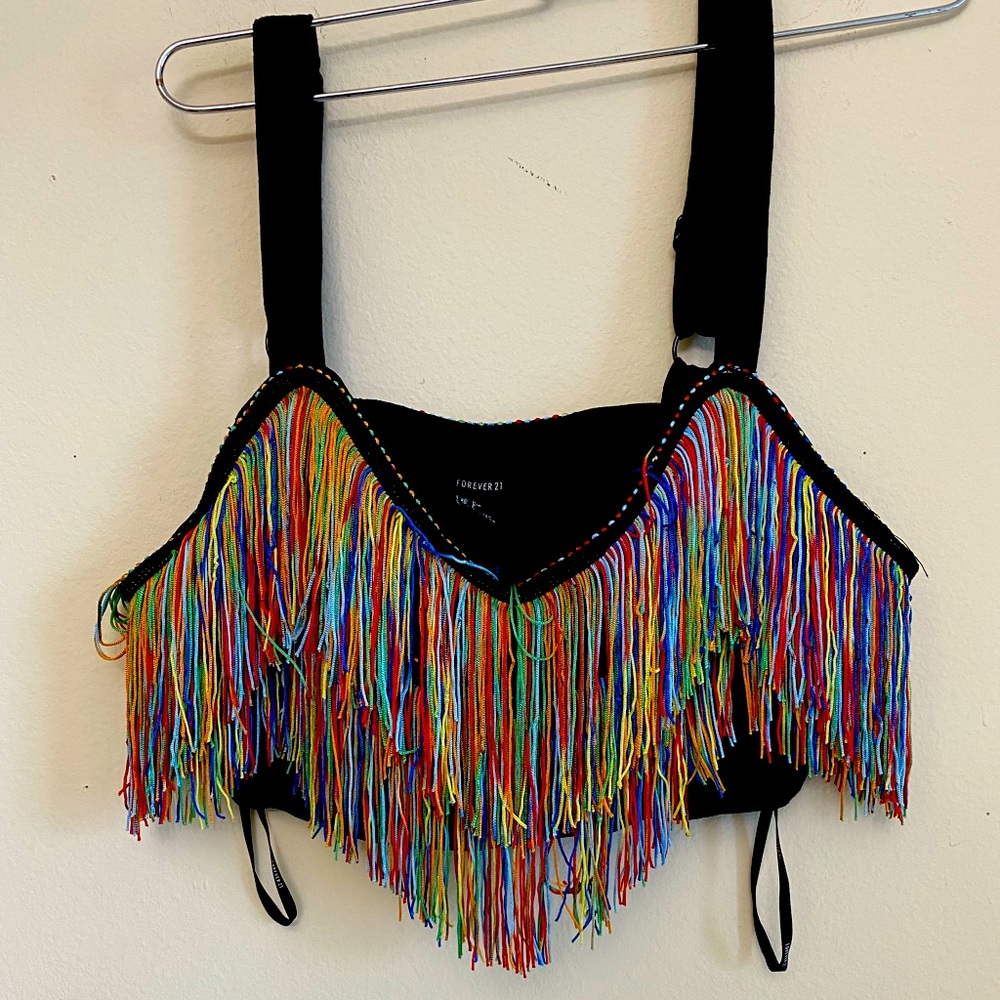 Swim suit top with fringes